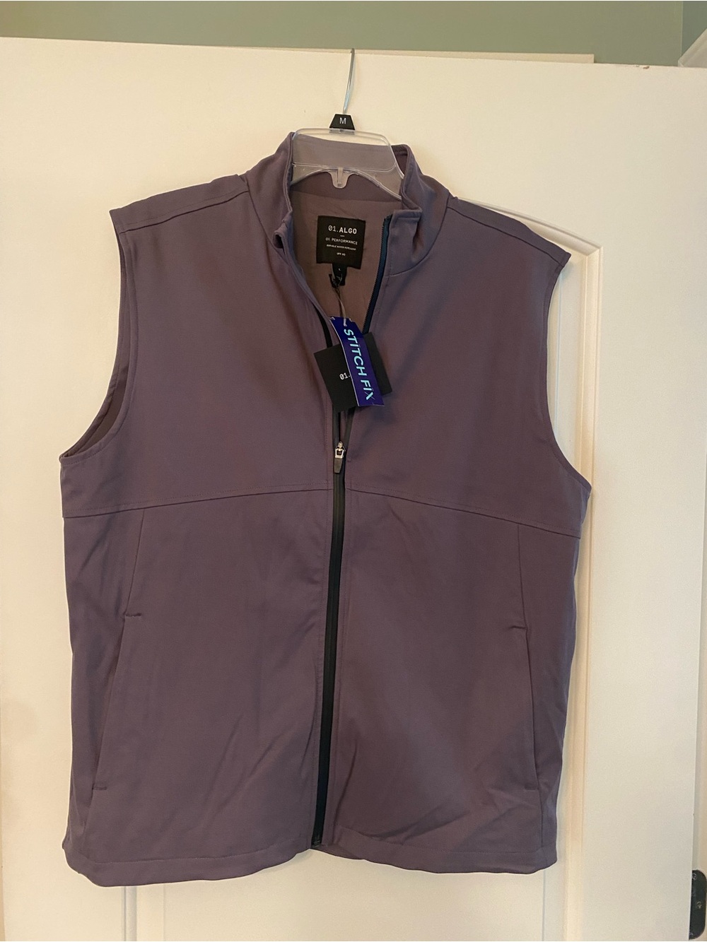 01. ALGO Men's Sleeveless Zip Vest - Gray Large
